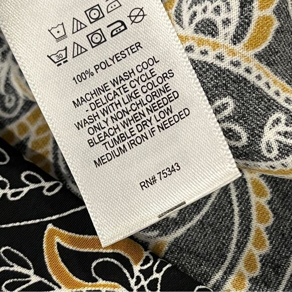 Tahari Black and Gold Mini Sheath Dress with 3/4 Sleeves - Picture 12 of 15